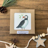 Alex Clark Pack Of 10 Little Foiled Luxury Christmas Cards - Puffin & Mistletoe