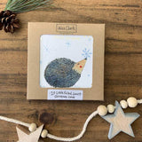 Alex Clark Pack Of 10 Little Foiled Luxury Christmas Cards - Hedgehog & Snowflake