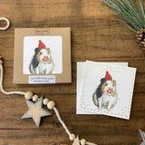 Alex Clark Pack Of 10 Little Foiled Luxury Christmas Cards - Guinea Pig & Wooly Hat