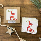 Alex Clark Pack Of 10 Little Foiled Luxury Christmas Cards - Stocking & Holly