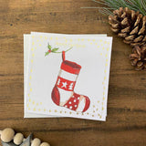 Alex Clark Pack Of 10 Little Foiled Luxury Christmas Cards - Stocking & Holly