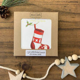 Alex Clark Pack Of 10 Little Foiled Luxury Christmas Cards - Stocking & Holly
