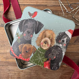 Alex Clark Christmas Large Square Tin - Festive Dogs