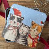 Alex Clark Christmas Large Square Tin - Festive Cats