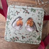 Alex Clark Christmas Large Square Tin - Christmas Robins