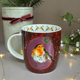 Alex Clark Christmas 400ml China Mug - Robin & Holly