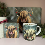 Alex Clark Christmas 400ml China Mug - Highland Cow