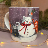 Alex Clark 400ml New Bone China Mug - Cats And Snowman