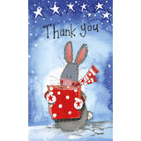 Alex Clark Christmas Pack of 5 Thank You Notelets - Rabbit