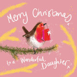 Alex Clark Christmas Card - Wonderful Daughter - Robin