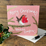 Alex Clark Christmas Card - Wonderful Daughter - Robin