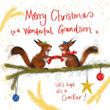 Alex Clark Christmas Card - Wonderful Grandson - Squirrels