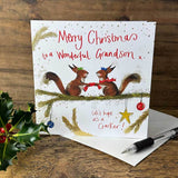 Alex Clark Christmas Card - Wonderful Grandson - Squirrels