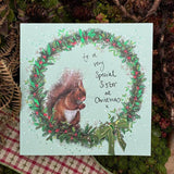 Alex Clark Christmas Card - Very Special Sister - Squirrel