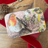 Alex Clark Christmas Small Rectangular Tin With Hinged Lid - Robin & Berries