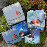 Alex Clark Christmas 16-Pack Notecard Tin - Robins