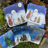 Alex Clark Christmas 16-Pack Notecard Tin - Snow Bunnies