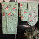 Alex Clark Christmas 100% Cotton Tea Towel - Robins And Holly