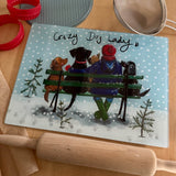 Alex Clark Christmas Glass Worktop Saver - Crazy Dog Lady