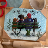 Alex Clark Christmas Glass Worktop Saver - Crazy Dog Lady