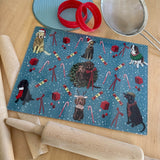 Alex Clark Christmas Glass Worktop Saver - Christmas Dogs
