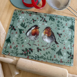 Alex Clark Christmas Glass Worktop Saver - Christmas Robins