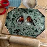 Alex Clark Christmas Glass Worktop Saver - Christmas Robins