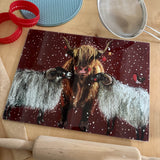Alex Clark Christmas Glass Worktop Saver - Sheep & Highland Cow
