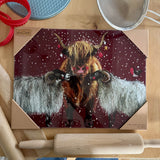 Alex Clark Christmas Glass Worktop Saver - Sheep & Highland Cow