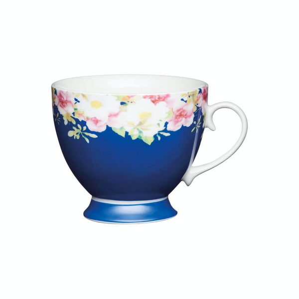 KitchenCraft 400ml Footed Mug - Blue Border - Potters Cookshop