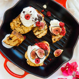 Le Creuset Signature Cast Iron 26cm Square Grillit - Cerise - Potters Cookshop