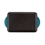 Le Creuset Traditional Cast Iron 32cm Rectangular Grill - Deep Teal - Potters Cookshop