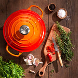 Le Creuset Signature Cast Iron 3 Piece Casserole & Heritage Stoneware Oven Dish Set - Volcanic - Potters Cookshop