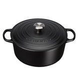 Le Creuset Signature Cast Iron 22cm Round Casserole - Satin Black - Potters Cookshop