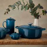 Le Creuset Signature Cast Iron 29cm Oval Casserole - Deep Teal - Potters Cookshop
