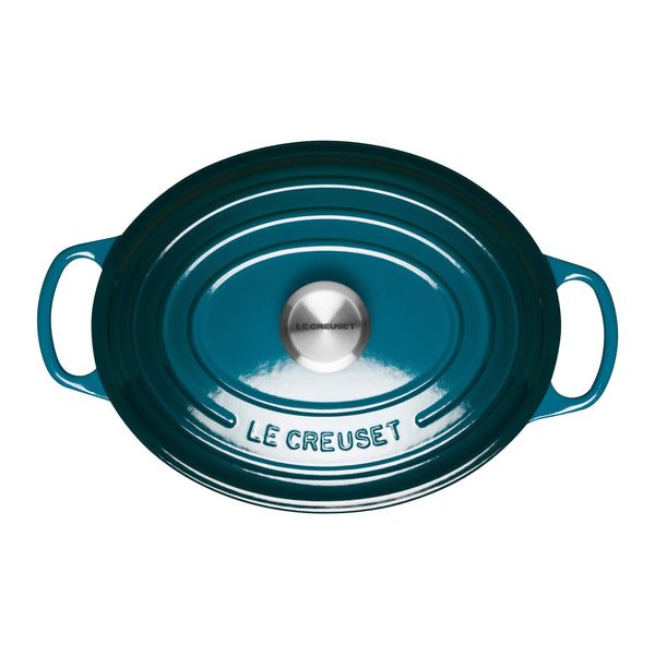Le Creuset Signature Cast Iron 27cm Oval Casserole - Deep Teal - Potters Cookshop
