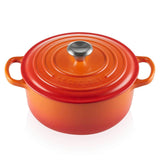Le Creuset Signature Cast Iron 24cm Round Casserole - Volcanic - Potters Cookshop