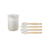 Le Creuset Craft 4-Piece Utensil Set with Stoneware Utensil Jar - Meringue