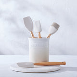 Le Creuset Craft 4-Piece Utensil Set with Stoneware Utensil Jar - Meringue