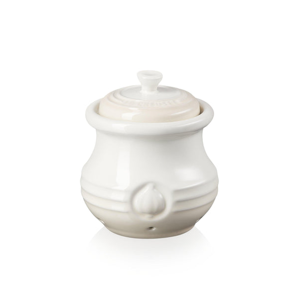 Le Creuset Stoneware Garlic Keeper - Meringue - Potters Cookshop