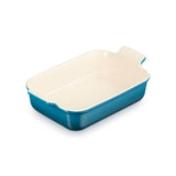 Le Creuset Heritage Stoneware 26cm Rectangular Deep Dish - Deep Teal - Potters Cookshop