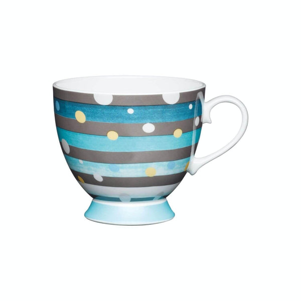 KitchenCraft 400ml Footed Mug - Spot Stripe - Potters Cookshop