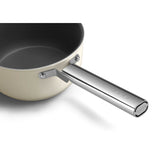 Smeg Cookware 20cm Non-Stick Saucepan with Lid - Cream