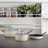 Smeg Cookware 20cm Non-Stick Saucepan with Lid - Cream