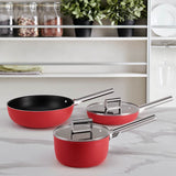 Smeg Cookware 20cm Non-Stick Saucepan with Lid - Red
