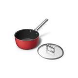 Smeg Cookware 20cm Non-Stick Saucepan with Lid - Red