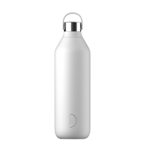 Chilly's Series 2 Reusable Water Bottle, Coffee Cup & Cleaning Brush Set - Arctic White