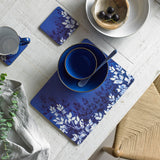 Denby Pottery Colours 12 Piece Placemat & Coaster Set - Blue Foliage