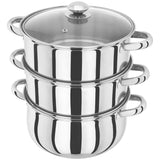 Judge Essentials 3 Tier Steamer Set With Glass Lid - 24cm - Potters Cookshop