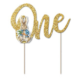 Creative Party Peter Rabbit Glitter Cake Topper Pick With Attachment - 1st Birthday 'One' - Potters Cookshop